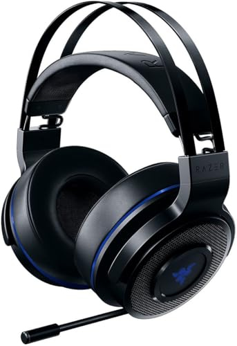 Razer Thresher 7.1 pour PlayStation - Casque de Jeu sans Fil pour PS4, PS5 et PC (Casque sans Fil, Son Surround Dolby 7.1, 16 Heures d'autonomie, Microphone rétractable) Noir-Bleu