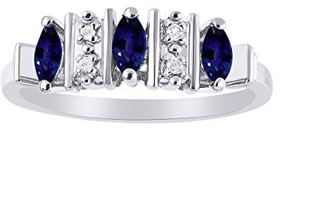Bague marquise saphir et diamant en argent sterling 925, Argent sterling, Saphir