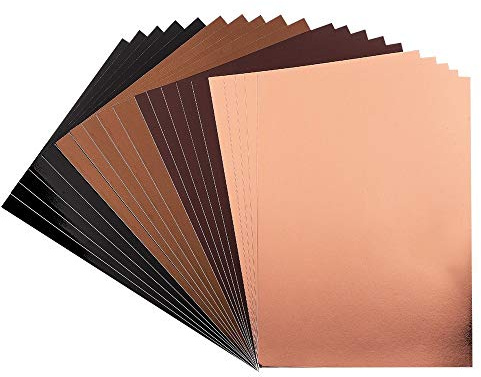Ideen mit Herz Spiegel-Karton | Metallpapier | Bastelpapier metallic | 20 Bogen | Din A4 | 200 g/qm (braun, taupe, schwarz, hellkupfer | selbstklebend)