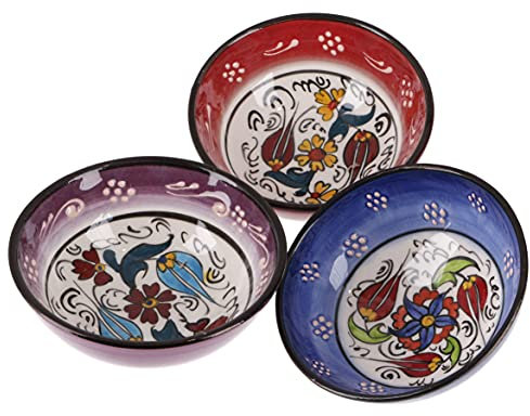 GURU SHOP 3`er Set Orientalische Schüsseln, Schale, Dekoschale Ø 13 cm, Handbemalt - Set 10