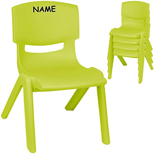 alles-meine.de GmbH 4 Stück - Kinderstühle/Stühle - Farbwahl - grün - apfelgrün - inkl. Name - Plastik - bis 100 kg belastbar/kippsicher - für INNEN & AUßEN - 0-99 Jahre - ..