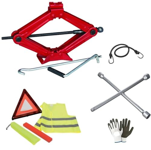 Compatible con Honda Civic 2009 Kit para coche de gato hidráulico + llave de cruz para pernos + triángulo de emergencia + chaleco fluorescente