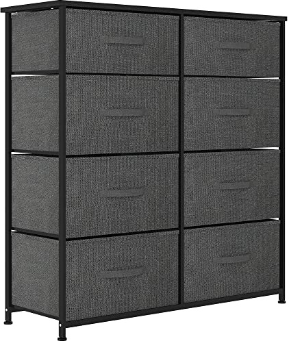 YITAHOME Cajonera de Tela, Cómoda de Tela, Unidad de Almacenamiento de Tela, con 8 cajones Extraíbles, Cómoda de para Sala de Estar, Dormitorio, habitación Infantil, Gris Oscuro
