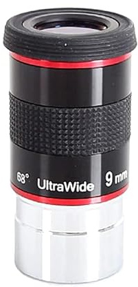 Accessoires de télescope astronomique 1.25 Pouces 68 degrés 9 mm Oculaire Grand Angle