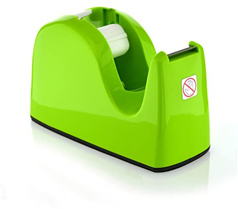 Dispensador de Cinta Adhesiva de Sobremesa -MEDIANO - REF.0517-V - muy Pesado, Alta Calidad y Apto para 33 y 66 mts. by Office Box (Verde)