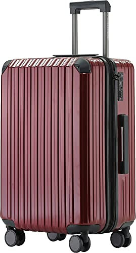 Münicase M816 TSA-Schloss Koffer Reisekoffer Trolley Kofferset Hardschale Boardcase (Weinrot, Großer Koffer)