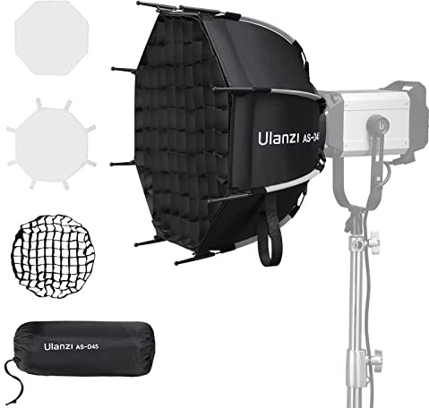 ULANZI 18''/45cm Parabolic Softbox Quick Release - Compatible with GODOX M200D/M300D, Aputure LS 60d/x/LS C120d II/Amaran 100 200dx/Amaran COB 60d/60x, and Other Bowens Mount Light