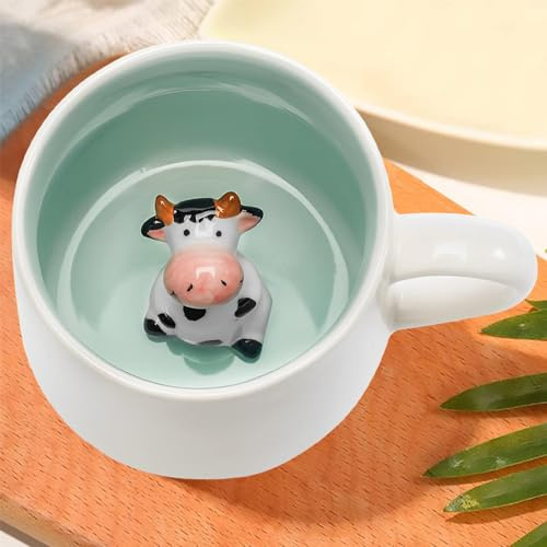 Valentinstag 3D Tier Kaffee Tee Tasse,Niedliche Kuh Tasse,350 ml,Kuh-Design, Geschenk für Zuhause, Muttertag, Valentinstag, Ostern, Weihnachten, Geburtstag