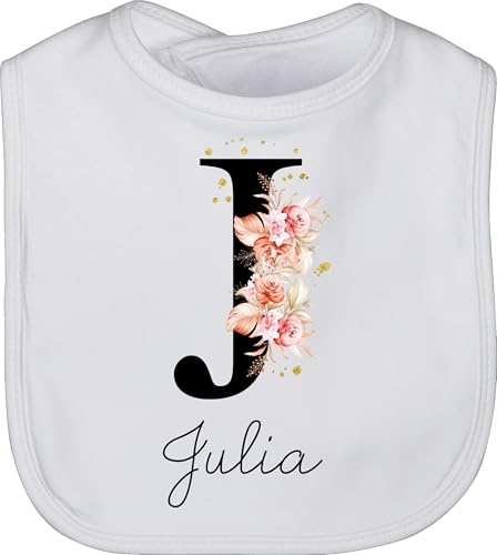 Baby Lätzchen - Mädchen Bekleidung kreativ und - Buchstabe mit Name personalisiert I Anfangsbuchstabe I Initiale - Unisize - Weiß - personalisiertes baby-geschenk buchstaben j latz