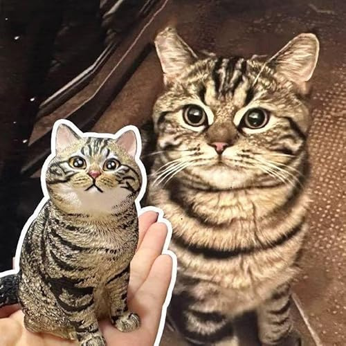 TIRXUIND Imán 3D personalizado de retrato de mascotas – Figura de yeso de perro y gato pintado a mano, arte conmemorativo de animales personalizado para nevera o difusor de coche, regalo único para