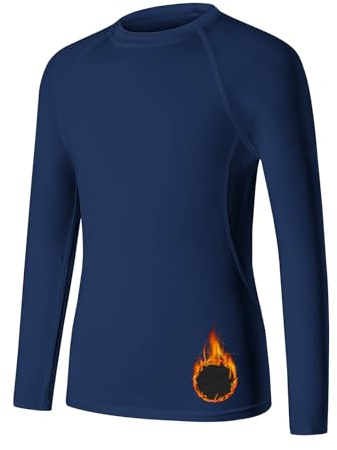 HYCOPROT Kids Thermal Top Warm Winter Compression Shirt Childrens Long Sleeve Youth Lightweight Fleece Base Layer Boys Athletic Quick Dry Warm Underwear for School Football Baseball Soccer Undershirt