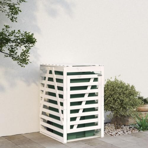 Générique Abri pour Poubelle sur roulettes Blanc Bois Massif de pin,Maison & Jardin,Produits ménagers,Accessoires pour conteneurs à déchets,Cache-conteneurs à déchets,Blanc,23 KG,825101