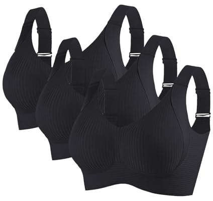 Angxiwan Bras for Women Front Fastening 2Pack Sports Bras Women UK Comfort Seamless Shapermint Bra with Straps Push Up with Padded Plus Size Non Wired Plus Size for Non Wired 38dd