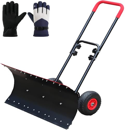 ZYGPH Pala quitanieves Profesional con Rodillos: quitanieves Manual con Ruedas y Mango Ajustable para una remoción eficiente de Nieve y Hielo en entradas de vehículos, aceras y Jardines.