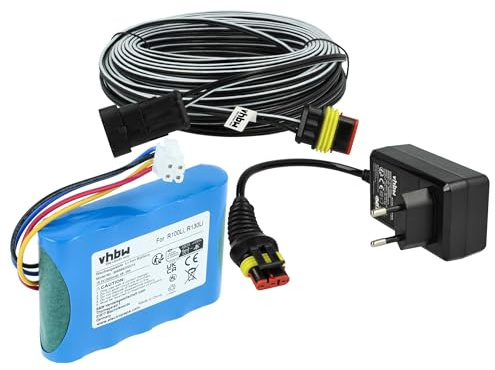 vhbw 1x Fuente alimentación, 1x bateria 2600 mAh, 1x Cable Baja tensión de 30 m Compatible con Gardena R40Li (2018), R38Li (2016), R40li cortacésped