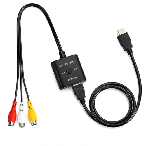 Adaptador RCA a HDMI 1080P con Formato 4 a 3 16 a 9