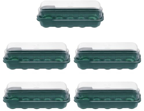 TOYANDONA 5 Pezzi Vassoio Semenzaio in Plastico Coperchio Trasparente, per Mantenere Calore e Favorire la Germinazione di Fiori e Piccole Piante in Casa