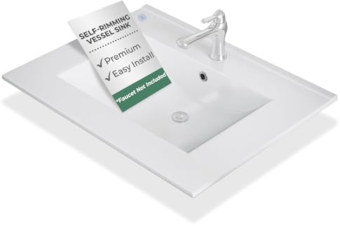 Renovators Supply Manufacturing Luke 24 Drop-in Self-Rimming Rectangular Bathroom Sink In White With Overflow Pack of 1