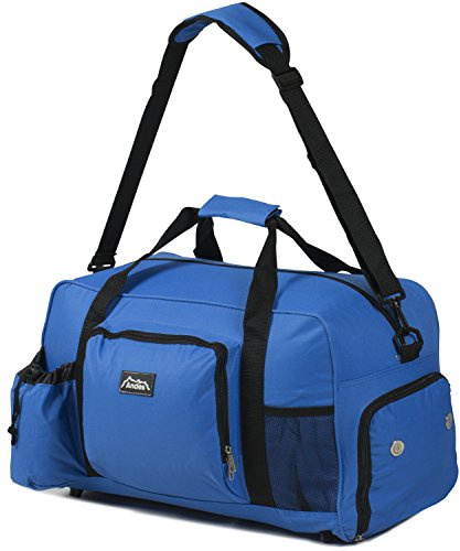 Andes 40 Litre Blue Sports Gym Travel Bag Shoulder Holdall Luggage, Includes Shoe Pocket, Drinks Pocket and Adjustable Shoulder Strap