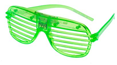 Ultra 5 Green LED Shutter Glasses - Party Flashing Glasses with Lights - Neon Glasses Rave Accessories - Futuristic LED Glasses 6 Colour Rave Glasses - Light Up Glasses - Glow LED Sunglasses