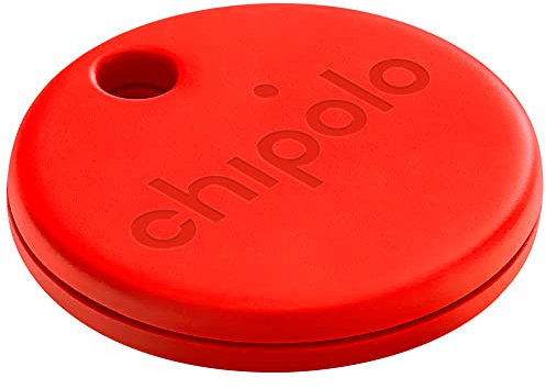 Chipolo ONE - 1 Pack - Key Finder, Bluetooth Tracker for Keys, Bag, Item Finder, Out of Range Alerts and Other Premium Functions Works with Chipolo app (iOS & Android compatible) RED