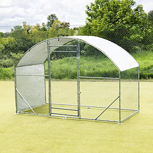 FeelGoodUK Walk in Pet Cage and Chicken Run 1.4m x 3m Galvanised Chicken Coop Rabbit Run Dog Pen Dog Kennel Enclosure Shelter