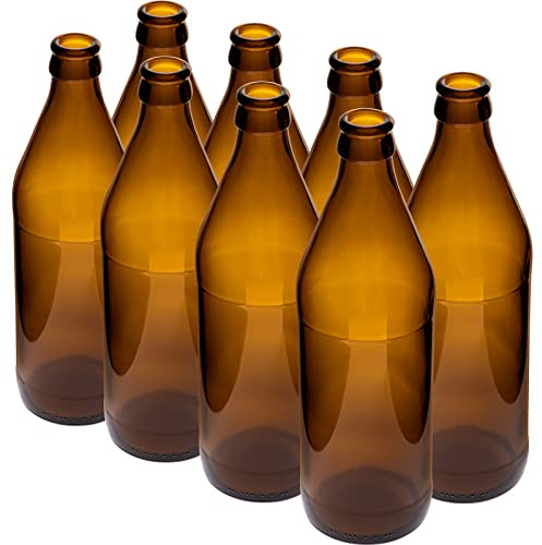 Browin 631433 0,5 L Bierflasche, 8 Stück Schrumpffolie, verpackte Packung, braune Bierflaschen für Heimbrauen und professionellen Gebrauch, wiederverwendbar, 500 ml