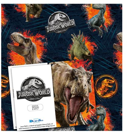 Danilo Promotions Limited Jurassic World Geschenkpapier, 6 Blatt, 6 Etiketten, Blatt, Größe 70 x 50 cm, offizielles Produkt, verantwortungsvoll bezogen, JWW01_3Pck