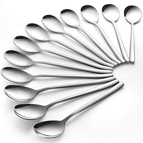 AYFDISHS Korean Spoons, 12 Pieces Stainless Steel, 8 Inch Long Handles