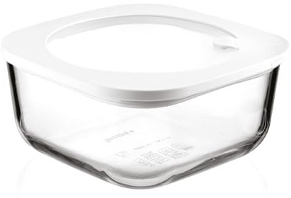 Guzzini - Kitchen Active Design, STORE&MORE GLASS, Contenitore Ermetico in Vetro per Frigo/Freezer/Microonde (L) - Trasparente, 19,5 x 19,5 x h9,3 cm | 1900 cc - 11330211