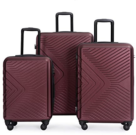 Travelhouse Bali 3-teiliges Kofferset Weinrot – Robustes ABS Hartschalen Trolley Set mit 4 Rollen & TSA-Schloss, elegant, leicht & Kratzfest – Reisegepäck für Damen & Herren