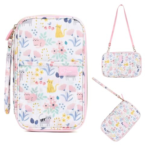 Dizdvizd Reisepass Schutzhülle für Damen, Reisepass Tasche mit RFID Blockier Ausweistasche Dokumententasche Organizer für Reisen - Rosa