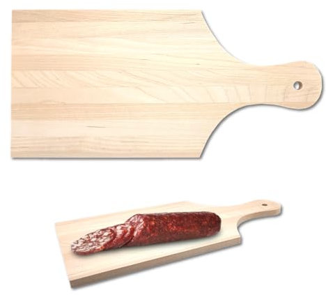 Petite planche à découper en bois de cuisine 33 x 16 cm, petite battilarde avec poignée pour salami, fromage, pain, légumes, professionnel antidérapant, sûr, durable, idéale pour restaurants