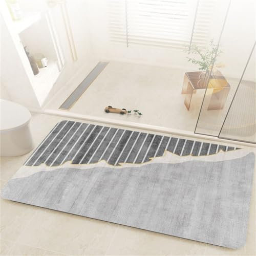 Hinnin Badezimmerteppich, Badematte Stein, Teppich Läufer, Stone Bath Mat, Badteppich rutschfest Waschbar, Absorbierende Badematte, Duschmatte, Badvorleger, Duschvorleger, Carpet Einfachheit-90x120cm