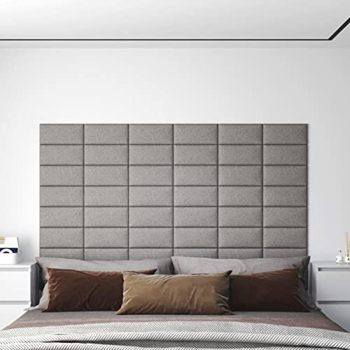 LAPOOH Wandpaneele 12 STK, Deckenpaneele, Wall Panel, Wandverkleidung, Wandgestaltung, Wanddeko, Dekorative Wandpaneele, Hellgrau 30x15 cm Stoff 0,54 m²