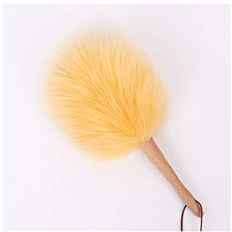 plumeau, Ensemble plumeau en Laine d'agneau Pure avec Manche en Bois, plumeau en Laine d'agneau Moelleuse, Flexible, Bonne Prise en Main, Antistatique, plumeau for la Maison, Le Bureau et la Voiture,