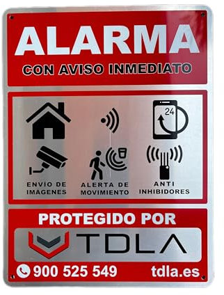 Cartel alarma. NO PARECE REAL, LO ES. Autorizado uso TDLA. Cartel Zona Videovigilada - Señal Aviso Policia - Carteles Disuasorios - Interior Y Exterior - Placa alarmas videovigilancia 28X21CM