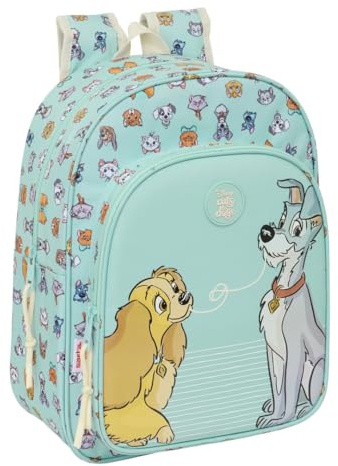 Safta CATS & DOGS - Animerad Skolryggsäck, Barnryggsäck, Barnryggsäck, Bilanpassningsbar, idealisk för skolbarn, bekväm och mångsidig, kvalitet och styrka, 26 x 11 x 34 cm, Pastellblå, M, Avslappnad