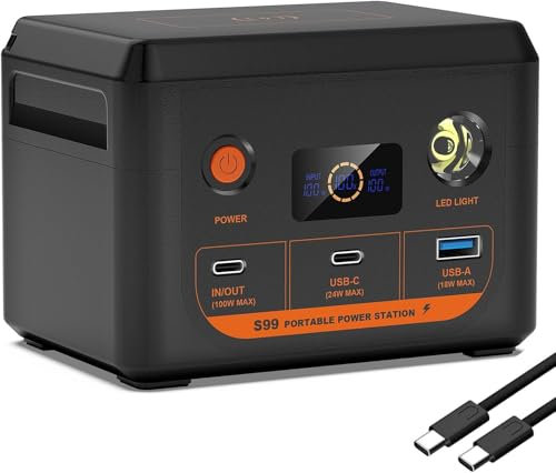 POWKEY Station d'alimentation portable pour ordinateur portable, 30 000 mAh, batterie LiFePO4 96 Wh, grande batterie externe avec charge rapide USB-C de 100 W et lumière LED pour tablettes, iPhone