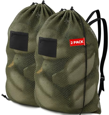Archerest Grande borsa a rete per esche con doppia coulisse e spallacci regolabili, zaino da caccia leggero