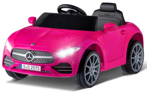 LALAHO Voitures électriques pour Enfants avec Véhicule Électrique 12V Télécommande 2.4G, Véhicule électrique Enfant 2 Portes avec MP3 (CLS Rose)