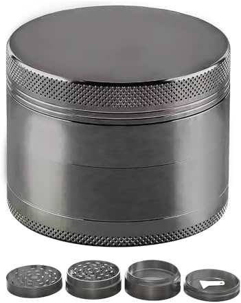 Herb Grinder for Dry Herb, 55mm/2.15' Leaves Zinc Herbal Grinder with Pollen Scraper, Upgraded 4 Layers Portable Alloy Grinders with Magnetic Lid and Sifter