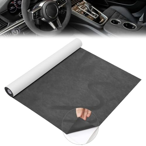 LOMUG Piel sintética autoadhesiva, 40 x 200 cm, aspecto de ante sintético, elástico, tela de terciopelo, tela para el techo del techo, tela de tapicería para reparación, caravanas, muebles, bolsos