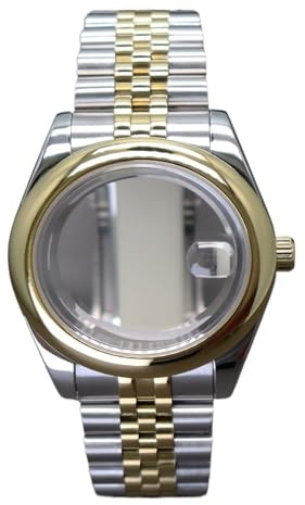 1 st 40 mm klockfodral med rundad kant Band Safirglas Roséguld Silverfärgade delar for Nh35 Nh36 Nh34 Miyota 8215 8205 28,5 Urtavla(Golden 7,40mm Miyota8215)