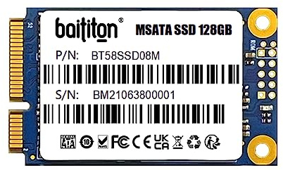 BAITITON 128GB SSD Interno mSATA III | SSD mSATA III compacta para portátiles, silenciosa y antiimpacto, arranque rápido y plug&play