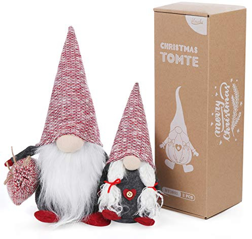ilauke 2 Stück Weihnachtswichtel, Wichtel Figuren Weihnachtsdeko, Plüsch Weihnachtswichtel Figuren Weinachtsdekorationen Christmas Decorations für Tisch Weihnachtsdeko innen Home Küche Deko(30CM&20CM)
