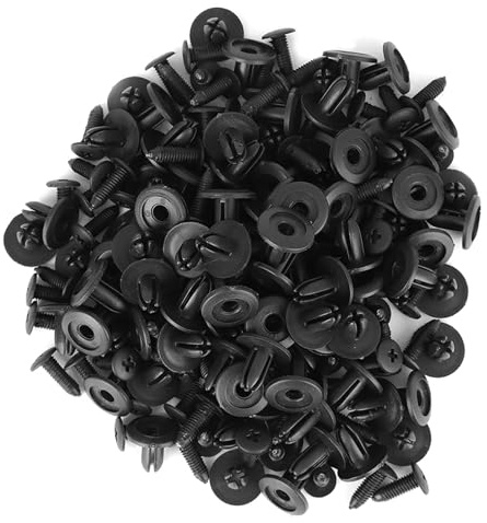 Kunststoff Spreiznieten 6mm, 100 Stück, Push-Typ, Schwarz, 15mm Kopf, 13mm Schaft | Karosserieclips, Universelle Befestigungselemente, Stabile Rastverbindung, Für Kotflügel und Verkleidungen