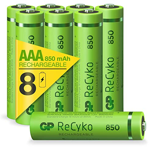 GP Batteries ReCyko Akku AAA Micro NiMH 850 mAh, HR03, 1,2V, 6 Jahre Garantie, 8 Stück
