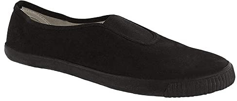 Black Shoes Unisex Adults Plimsolls Women's Pumps Sneakers Mens Casual Loafers - Black Gusset Size 9-43
