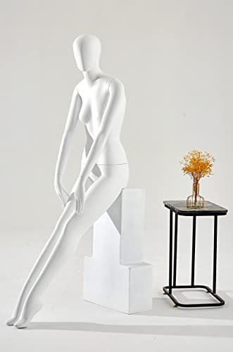 NN5-6 Frau weiß sitzend Tonhandisplay Frau Weibliche Schaufensterpuppe matt lackiert Frau Ohren geformt Schick und Elegant Hochwertig